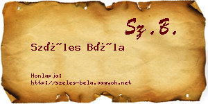 Széles Béla névjegykártya